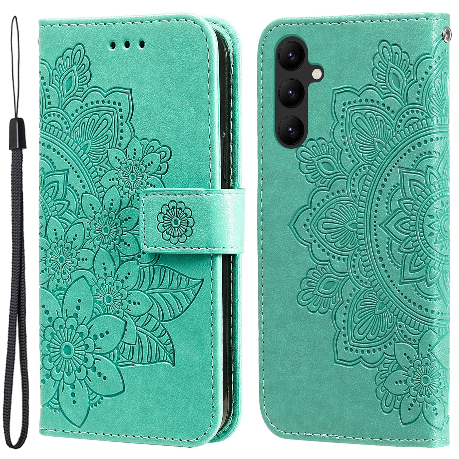For Samsung Galaxy A24 4G Phone Cover Flower Imprinting Leather Stand Wallet Case with Strap For Samsung Galaxy A24 4G Phone Cover Flower Imprinting Leather Stand Wallet Case with Strap